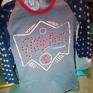 Affliction Dark Gray and Navy Blue Star 3/4 Sleeve Tee